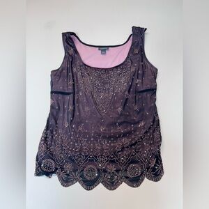 Dress Barn Black and Pink  Embellished Blouse. Gorgeous beading, fully lined